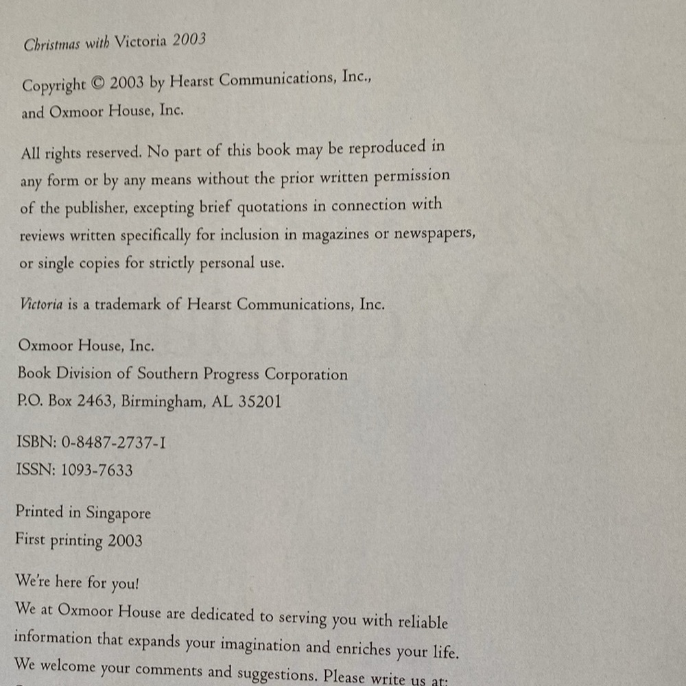 2003 Christmas with Victoria Decorations - Gifts - Recipes Hardcover Book - - Picture 3 of 11